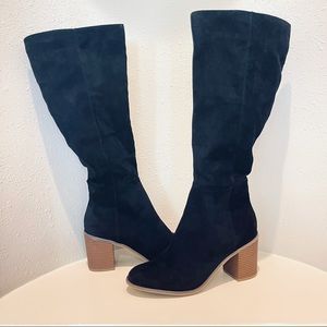 American Eagle Block Heel Knee Black Vegan Boots Size 10 NWT